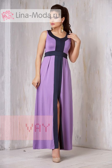 Платье женское 3305 Фемина (Сирень/темно-синий)