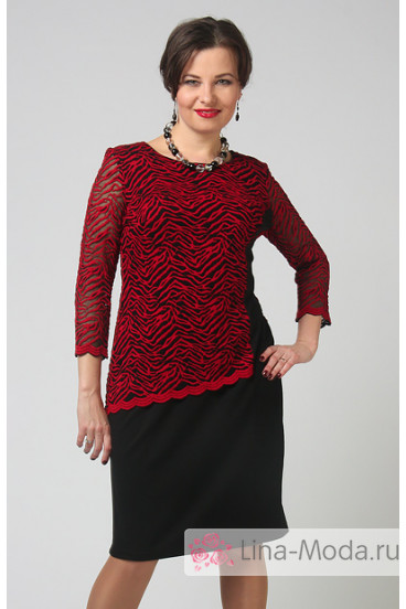 Платье "СКС" 3682 (Черный/красный)